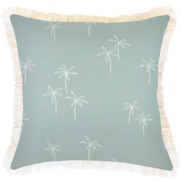 Cushion Cover-Coastal Fringe Natural-Palm Cove Seafoam