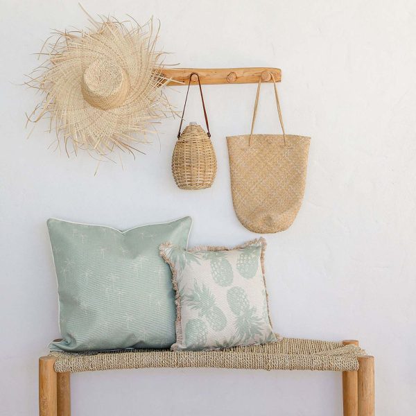 Cushion Cover-Coastal Fringe Natural-Pineapples Seafoam