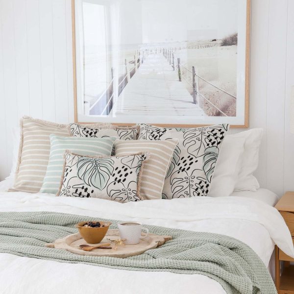 Cushion Cover-Coastal Fringe Natural-Rainforest Seafoam
