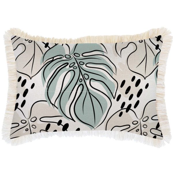 Cushion Cover-Coastal Fringe Natural-Rainforest Seafoam