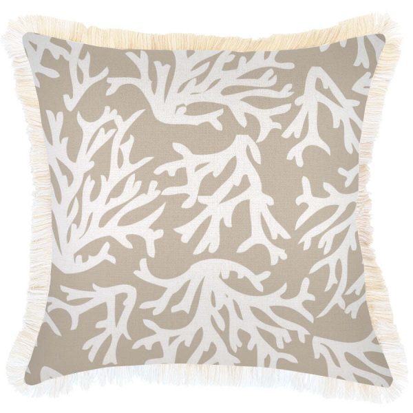 Cushion Cover-Coastal Fringe Natural-Coastal Coral Beige