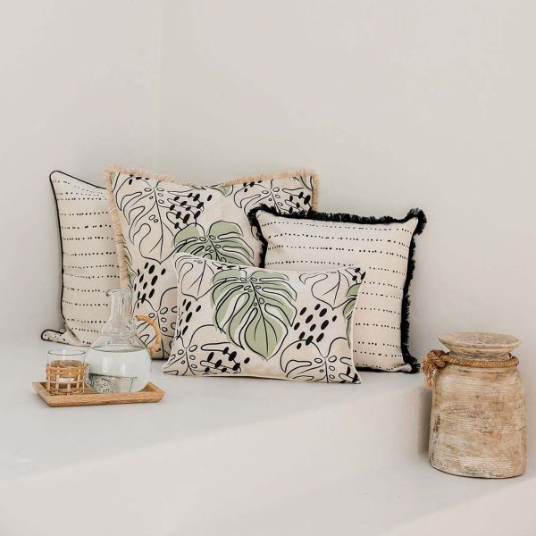 Cushion Cover-Coastal Fringe Black-Journey Black
