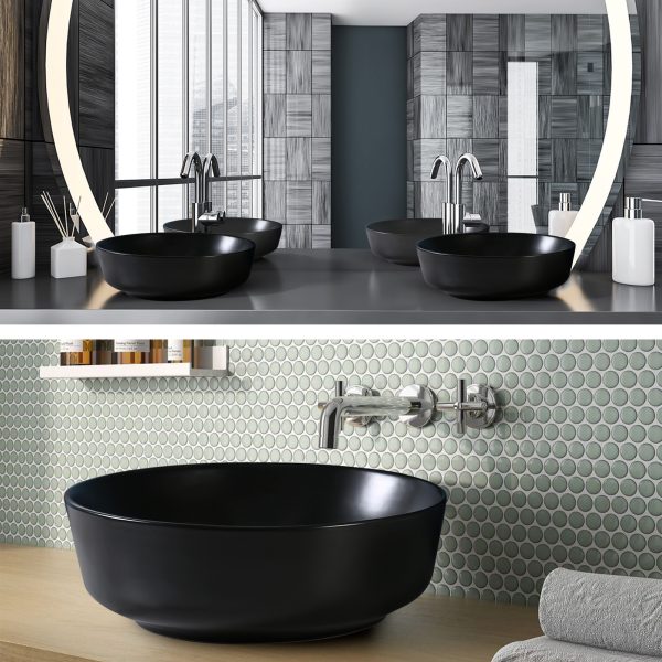 Muriel 42 x 42 x 13.5cm Ceramic Bathroom Basin Vanity Sink Round Above Counter Top Mount Bowl