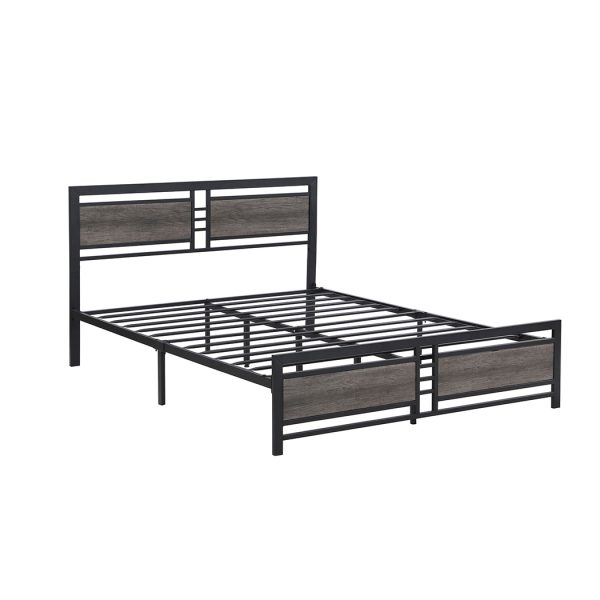 Alpine Metal Bed Frame Mattress Base Platform Wooden Headboard