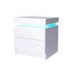 Hercules Bedside Tables Drawers RGB LED Side Table High Gloss Nightstand Cabinet