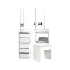 Dressing Table Stool Mirror Jewellery Organiser Makeup Cabinet 5 Drawers