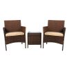 Outdoor Furniture Set Patio Garden 3 Pcs Chair Table Rattan Wicker Cushion Seat