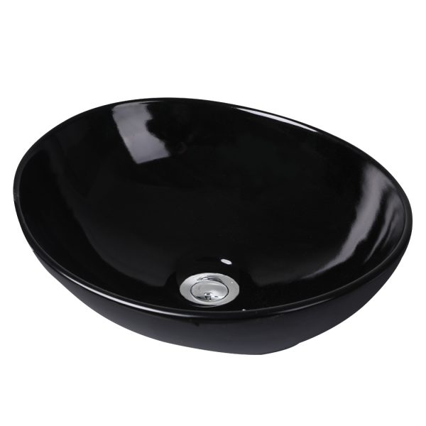 Wash Basin Oval Ceramic Hand Bowl Bathroom Sink Vanity Above Counter Black