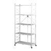 Foldable Storage Shelf Display Rack Bookshelf Bookcase Wheel Collapsible