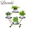 Plant Stand Metal Outdoor Indoor Garden Decor Flower Pot Rack Iron Wheels