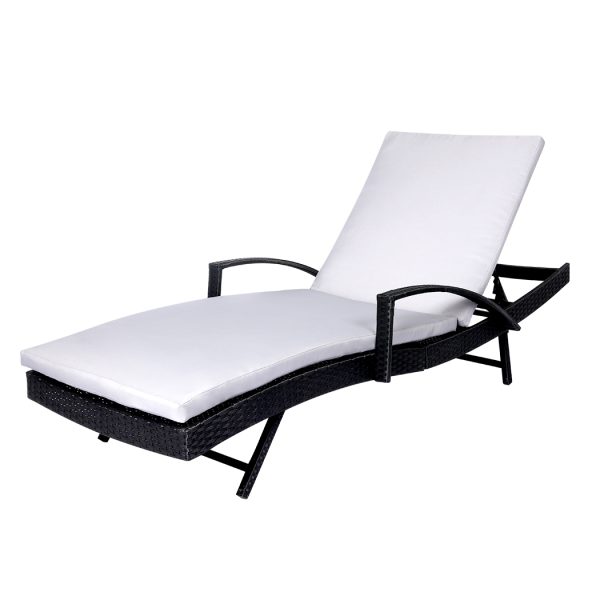 Outdoor Sun Lounger Furniture Wicker Lounge Garden Patio Bed Cushion Pool