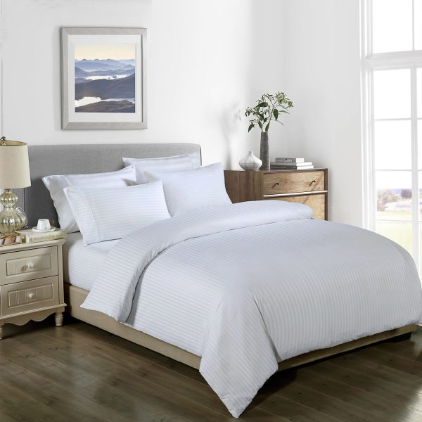Royal Comfort 1000TC 3 Piece Striped Blended Bamboo Quilt Cover Set