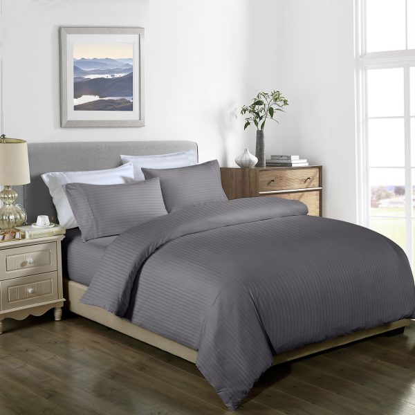 Royal Comfort 1000TC 3 Piece Striped Blended Bamboo Quilt Cover Set