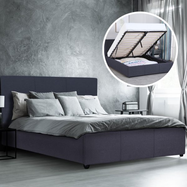 Jupiter Luxury Gas Lift Bed with Headboard (Model 1) – KING, Charcoal