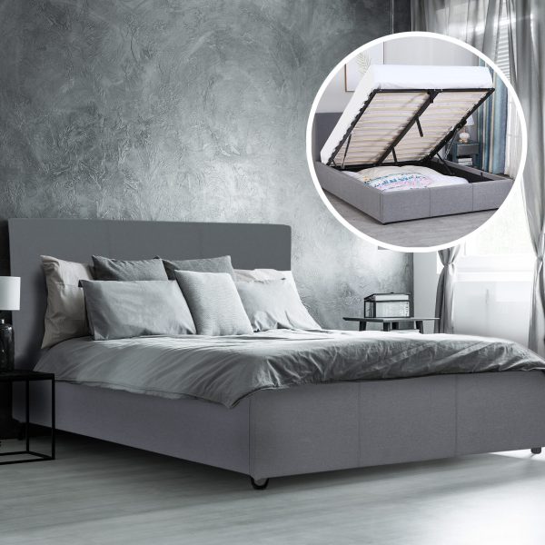 Jupiter Luxury Gas Lift Bed with Headboard (Model 1) – KING, Charcoal