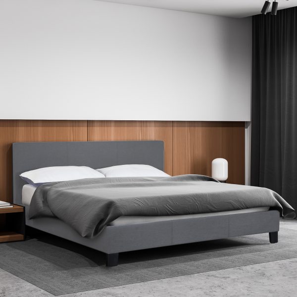 Dublin Luxury Bed with Headboard (Model 2) – DOUBLE, Grey