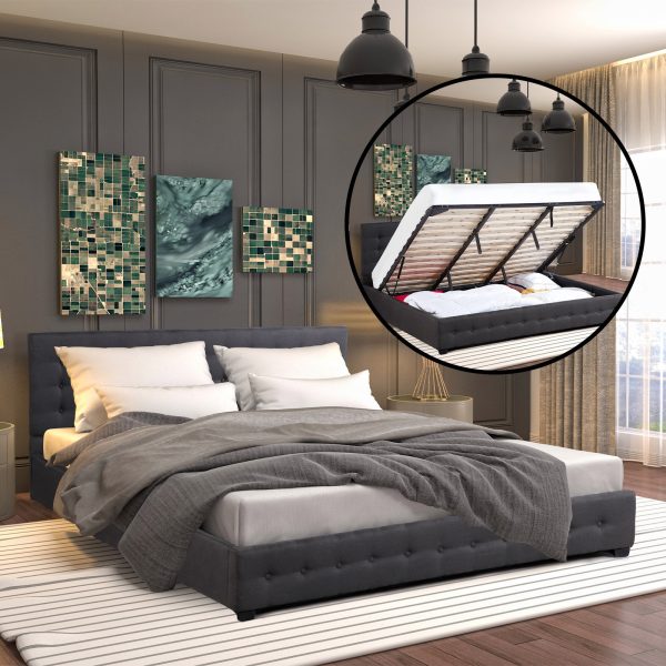 Tanunda Gas Lift Bed – Dark Grey