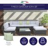 Milano Outdoor 7 Piece Rattan Sofa Set – Black Coating & Grey Seats