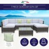 Milano Outdoor 7 Piece Rattan Sofa Set – Black Coating & Grey Seats