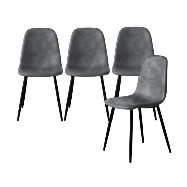 4x Dining Chairs Kitchen Table Chair Lounge Room Padded Seat PU Leather