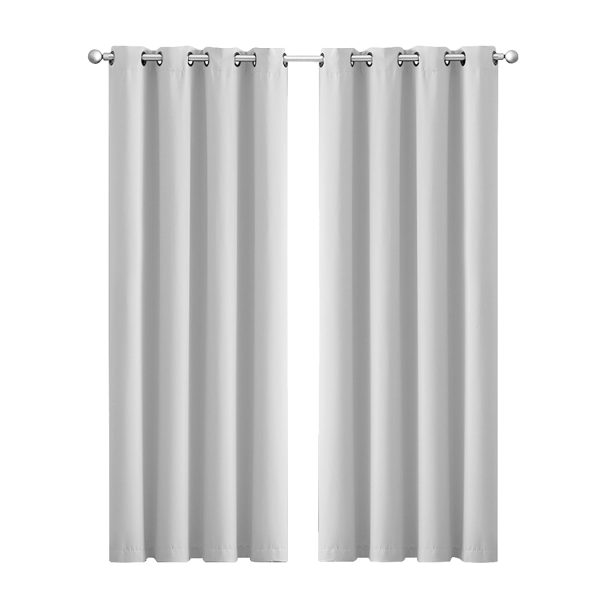 2x Blockout Curtains Panels 3 Layers Eyelet Room Darkening – 132 x 160 cm, Grey