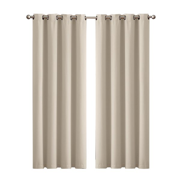 2x Blockout Curtains Panels 3 Layers Eyelet Room Darkening – 132 x 160 cm, Grey