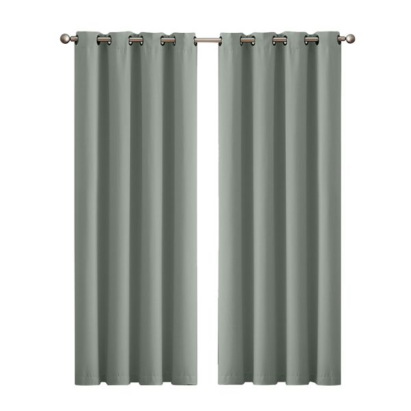2x Blockout Curtains Panels 3 Layers Eyelet Room Darkening – 132 x 160 cm, Grey
