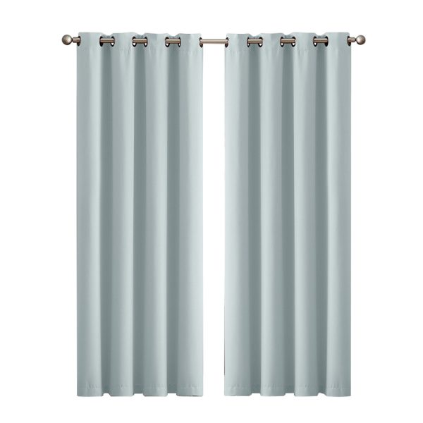 2x Blockout Curtains Panels 3 Layers Eyelet Room Darkening – 132 x 160 cm, Grey