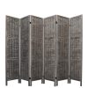 Sherborne Room Divider Screen Privacy Rattan Timber Fold Woven Grey