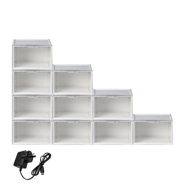 LED Sneaker Display Case Lighted Shoe Storage Boxes Sound Control Magnetic