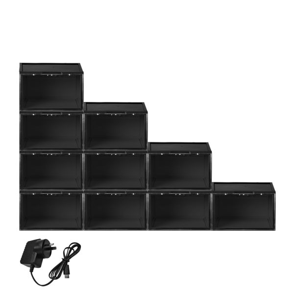LED Sneaker Display Case Lighted Shoe Storage Boxes Sound Control Magnetic