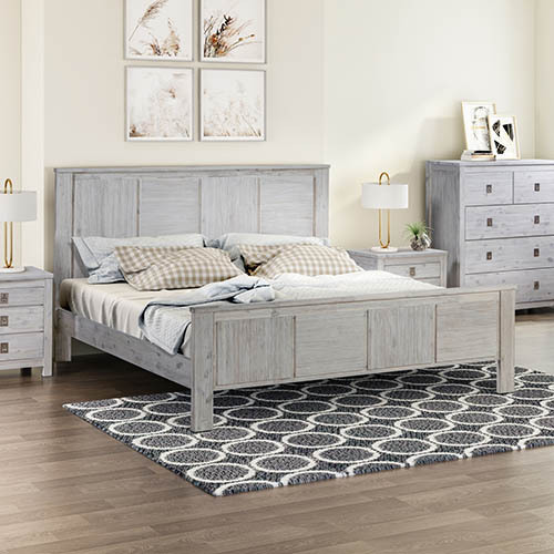 Andrew Bed Frame with Solid Acacia Wood Veneered Construction in White Ash Colour