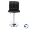 2X Bar Stools Faux Leather Mid High Back Adjustable Crome Base Gas Lift Swivel Chairs