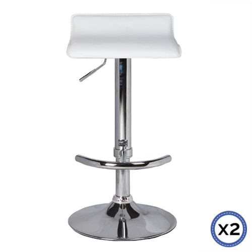 2X Bar Stools Faux Leather Low Back Adjustable Crome Base Gas Lift Slim Seat Swivel Chairs