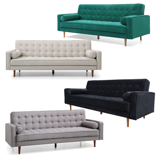 Tiburon Sofa Bed 3 Seater Button Tufted Lounge Set for Living Room Couch in Velvet