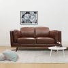 Hinesville Faux Sofa Brown Lounge Set for Living Room Couch with Wooden Frame