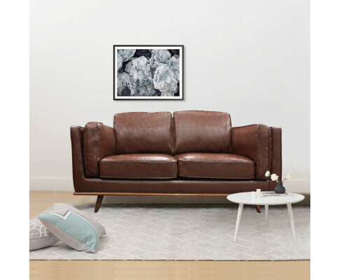 Hinesville Faux Sofa Brown Lounge Set for Living Room Couch with Wooden Frame
