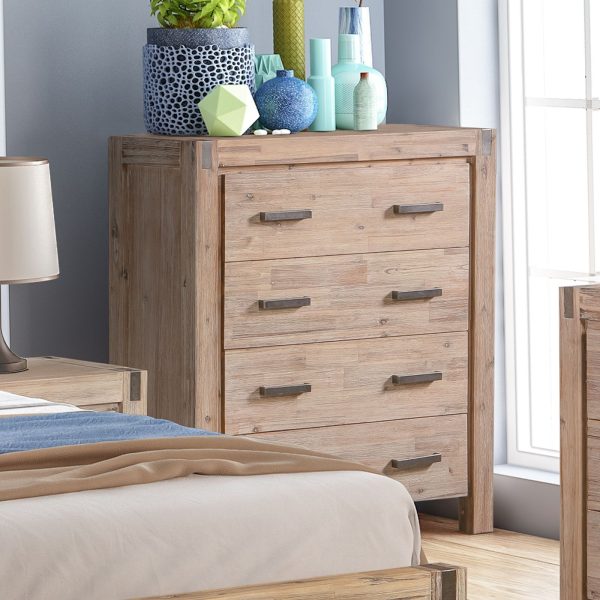 Tallboy with 4 Storage Drawers Assembled Solid Wooden