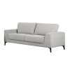 Wanaque Sofa Light Grey Fabric Lounge Set for Living Room Couch with Solid Wooden Frame Black Legs