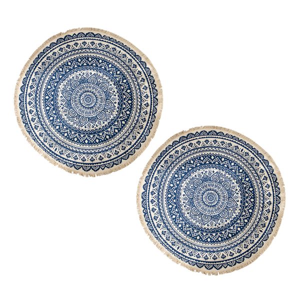 Carpet Soft Linen Bohemian Non-Slip Floor Retro Minimalist Round Rug Home Decor with Tassels