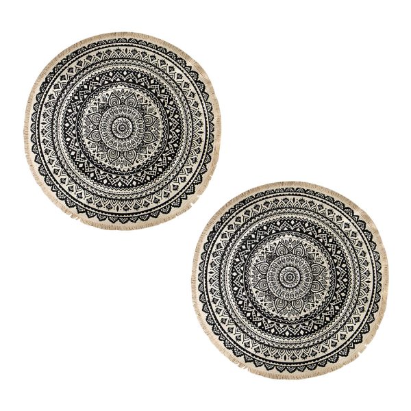 Carpet Soft Linen Bohemian Non-Slip Floor Retro Minimalist Round Rug Home Decor with Tassels