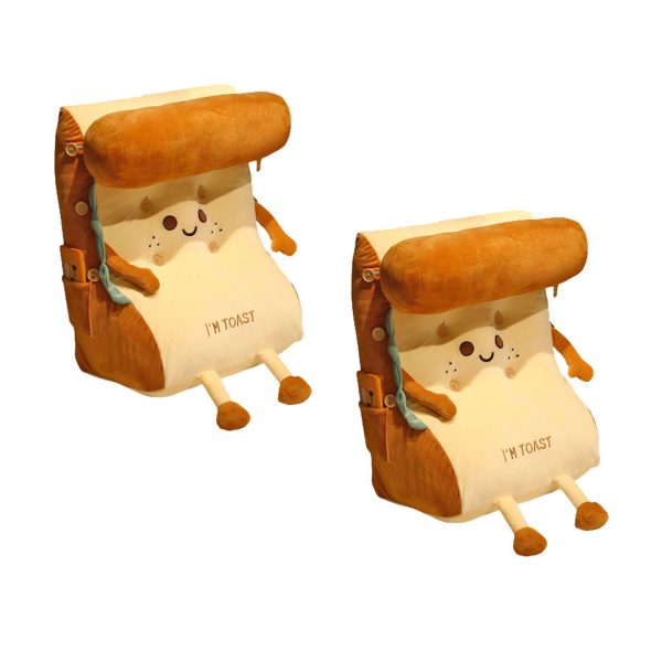 Smiley Face Toast Bread Wedge Cushion Stuffed Plush Cartoon Back Support Pillow Home Decor