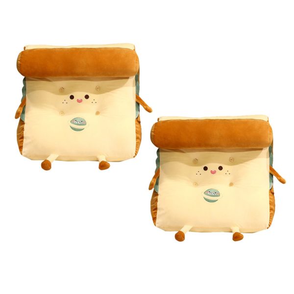 Cute Face Toast Bread Wedge Cushion Stuffed Plush Cartoon Back Support Pillow Home Decor