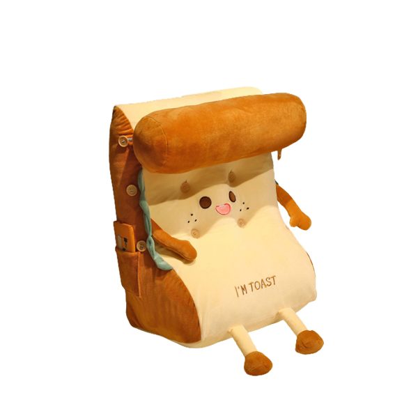 Cute Face Toast Bread Wedge Cushion Stuffed Plush Cartoon Back Support Pillow Home Decor