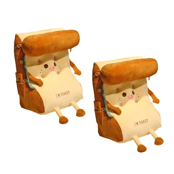Cute Face Toast Bread Wedge Cushion Stuffed Plush Cartoon Back Support Pillow Home Decor