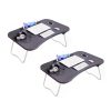 Black Portable Bed Table Adjustable Foldable Bed Sofa Study Table Laptop Mini Desk with Notebook Stand Card Slot Holder Home Decor