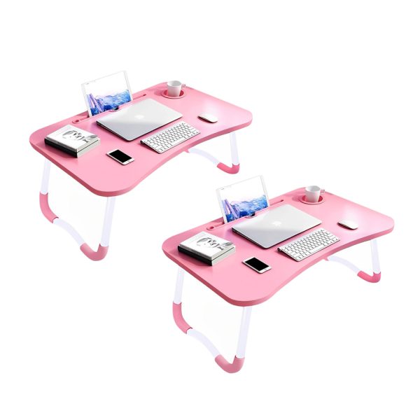 Portable Bed Table Adjustable Foldable Bed Sofa Study Table Laptop Mini Desk with Notebook Stand Cup Slot Home Decor