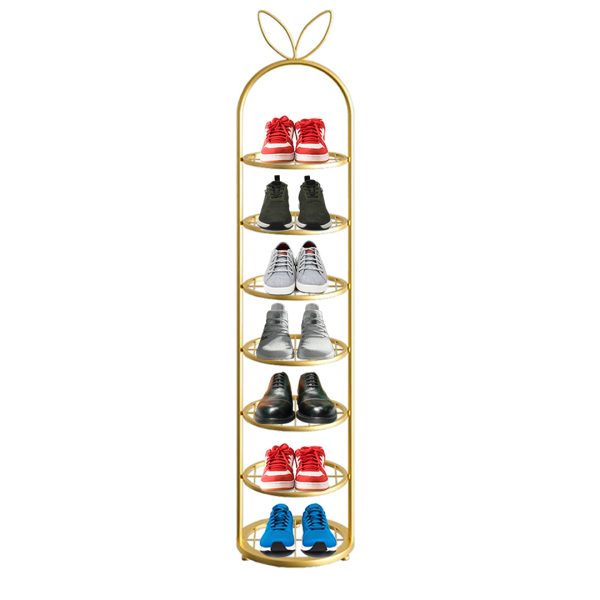 Gold Plated Metal Shoe Organizer Space Saving Portable Footwear Storage Shelf