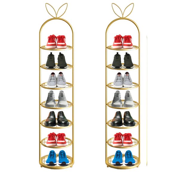 Gold Plated Metal Shoe Organizer Space Saving Portable Footwear Storage Shelf