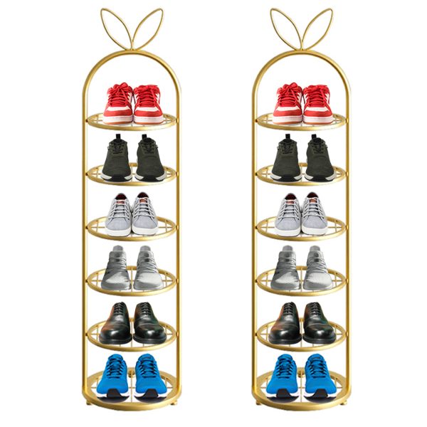 Gold Plated Metal Shoe Organizer Space Saving Portable Footwear Storage Shelf